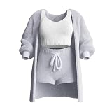 JPSSJGYH Misscosy Strickset 3-teilig, Misscosy 3-teilig, gemütliches Strickset 3-teilig (Gray,3XL)