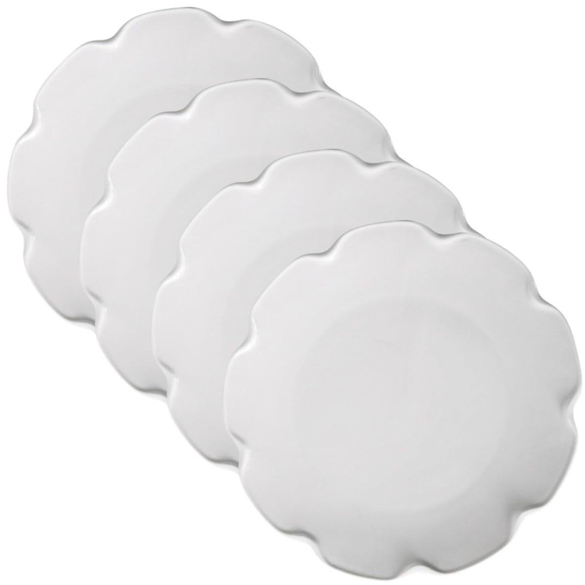 4 Pièces Assiettes en Céramique Blanches Épaisses et Résistantes aux Chocs pour Dessert et Service, pour Mariage et Fête, Design Élégant et Fonctionnel