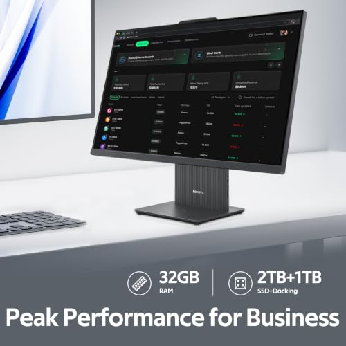 Image of Lenovo IdeaCentre AIO 27 inch FHD IPS Touch All-in-One Desktop, AMD Ryzen 5 8645HS, 32GB RAM, 3TB Storage (2TB SSD&1TB Dock), AMD Radeon 760M, Wireless Keyboard & Mouse, Webcam, Wi-Fi 6, Win 11, Grey