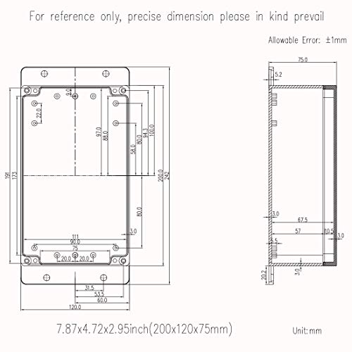 Junction Box, Zulkit Project Box Waterproof Dustproof Ip65 Abs Universal Electrical Boxes Enclosure With Fixed Ear Black 7.87 X 4.72 X 2.95 Inch (200 X 120 X 75 Mm)(Pack Of 1) #TOP6