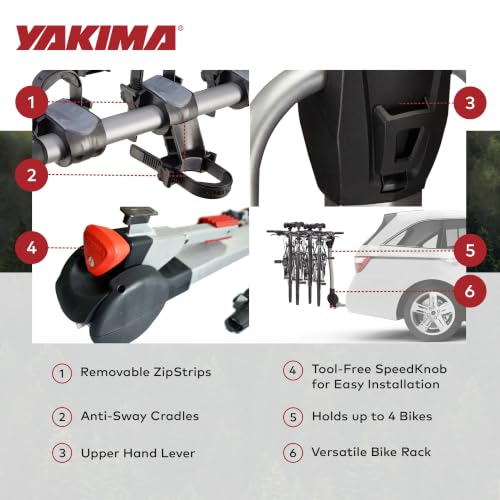 Image of YAKIMA, RidgeBack Tilt-Away Hitch-Mounted Bike Rack for Cars, SUVs, Trucks and More, Fits 1.25 inch and 2 inch Hitches