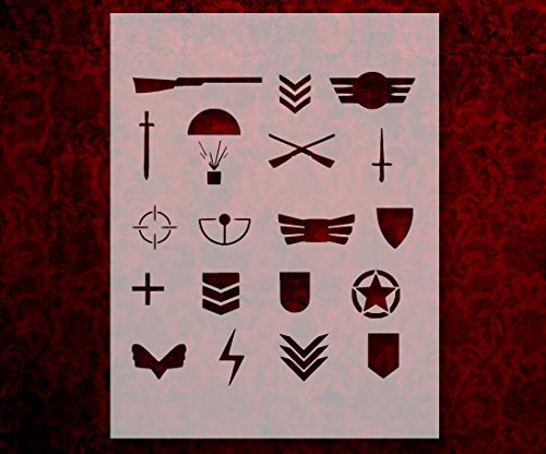 US Army Ranks Stencil Template - Reusable 8.5x11 Inch Mylar Plastic For Painting & Crafts