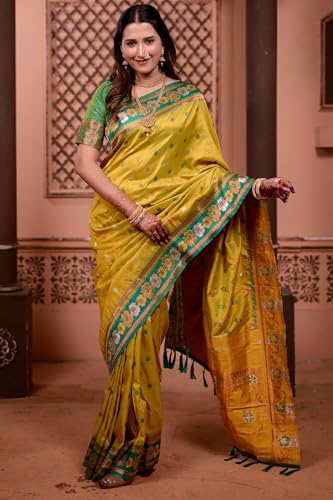 Image of SGF11 Women's Kanjivaram Pure Soft Silk Saree With Unstitched Blouse Piece