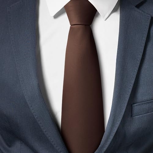 Image of Men's Classic Satin 3.15 inch Soild Color Necktie Wedding Business Tie & Gift Box