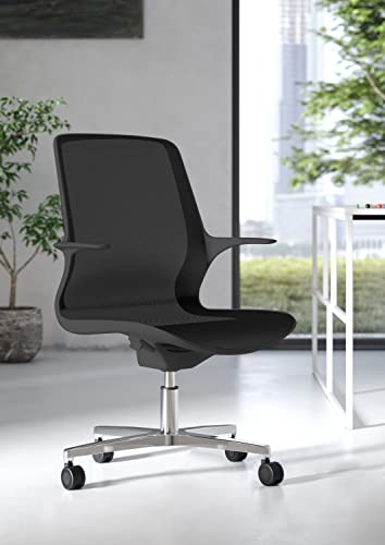 Image of Leick Home 10146-BK Teramo Italian Made Adjustable Ergonomic Mesh Office Chair with Swivel, Black