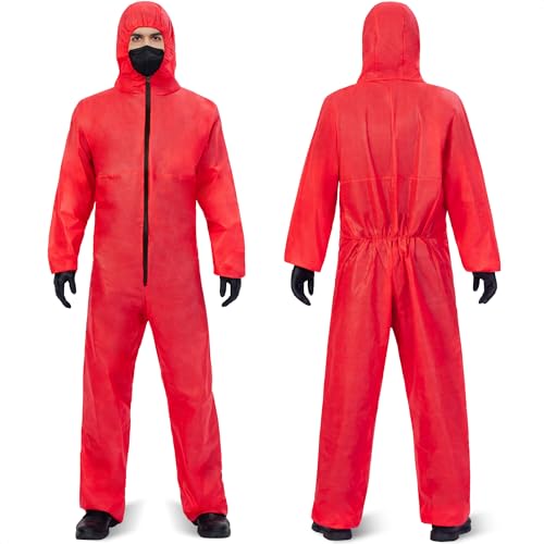 Medtecs Hazmat Suits - 6 Sizes Options (1 PC) - with Pocket - Fabric Passed AAMI Level 4 Disposable Coverall PPE Suit for Biohazard Chemical Protection - Full Body Protective with Hood
