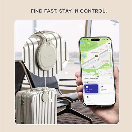 Image of Satechi FindAll Smart Luggage Tag with Find My, TSA-Friendly, Airport Tracking, Left-Behind Alerts, Loud Audible Chime, Wireless Rechargeable, Works with iPhone, iPad, Mac - Sand