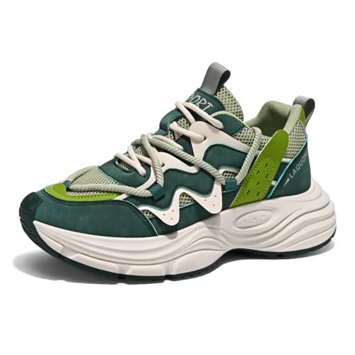 Men's Fashion Lace-Up Chunky Sneakers Lightweight Non Slip Platform Walking Running Driving Casual Sport Shoes