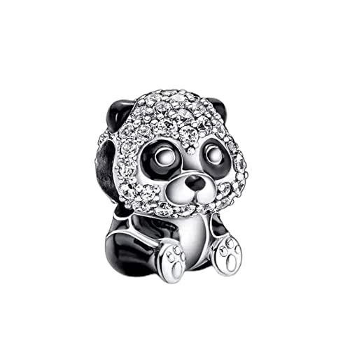 Wedanor Donna Ciondolo-panda Argento 925 Colgantes con Zirconia cubica per Charm Bracciale