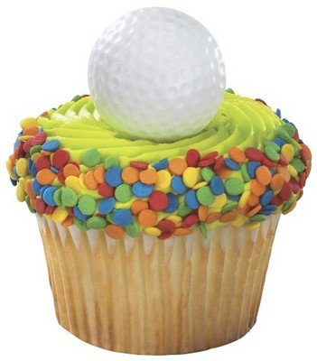 CakeSupplyShop24pack Golf Ball Cupcake / Desert / Food Decoration Topper Rings with Golf Favor Stickers & Sparkle Flakes
