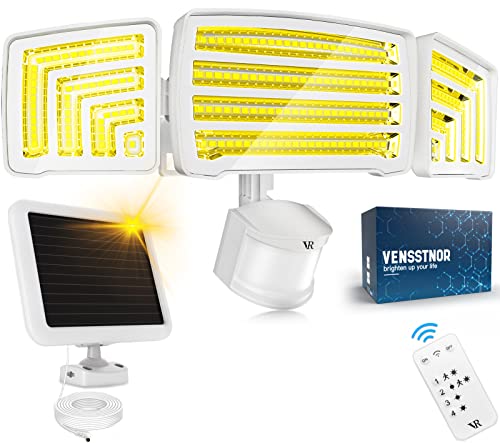 VENSSTNOR Solar Motion Sensor Flood Lights Outdoor - 4000LM 4 Lighting Modes, 72FT Sensing Distance, Split 3000mAh Solar Panel, IP65 Security Lights with Remote for Porch Yard Patio Garage White 1Pack VENSSTNOR Solar Motion Sensor Flood Lights Outdoor - 4000LM 4 Lighting Modes, 72FT Sensing Distance, Split 3000mAh Solar Panel, IP65 Security Lights with Remote for Porch Yard Patio Garage White 1Pack