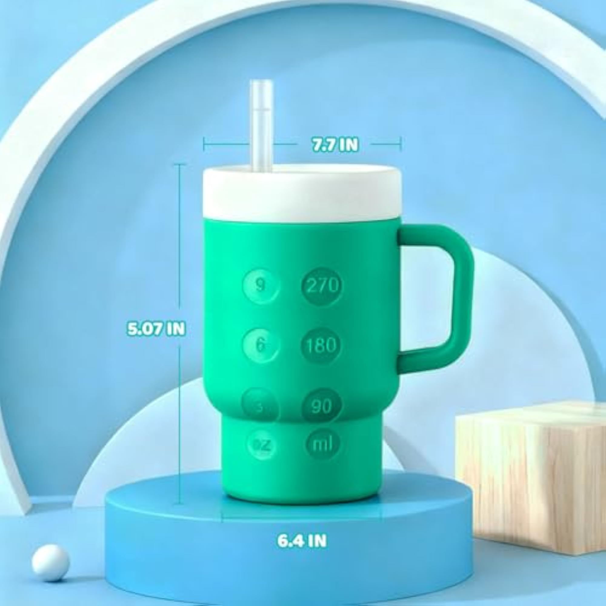 Kids Silicone Mini Tumbler with Handle and Straw, Toddler Friendly