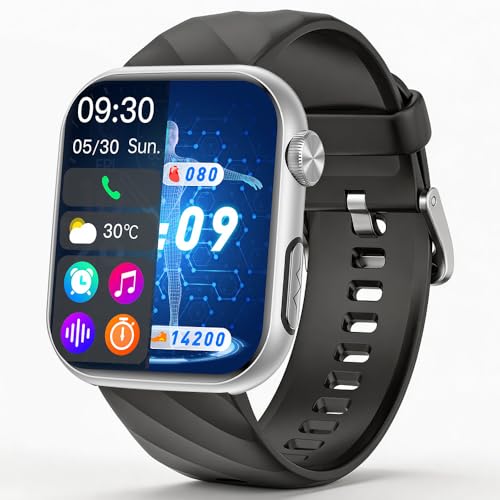 FITVII GT5 PRO MAX Smart Watch for Men Women (Answer & Make Calls) Fitness Tracker with 1.97 AMOLED Display Heart Rate Blood Pressure Blood Oxygen Sleep & Stress Tracking 100+ Sports Modes