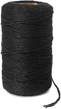 KINGLAKE 100m 4mm Macrame Cord Rope Black Cotton String Thick Twine for Crafts, Decoration, Gardening, Plant Hanger, Knitting, Wall Hanging