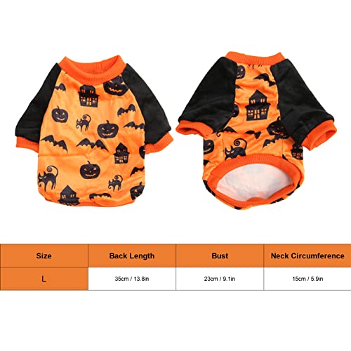 Camisa de Halloween para Cães, Padrão de Casa de Morcego, Acabamento Fino, Confortável, Camisa de Ab