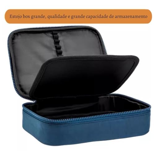 Kit Escolar Juvenil Mochila Reforçada Alça Costa Ajustável Notebook Espaçosa Estojo Box Espaçoso Fac