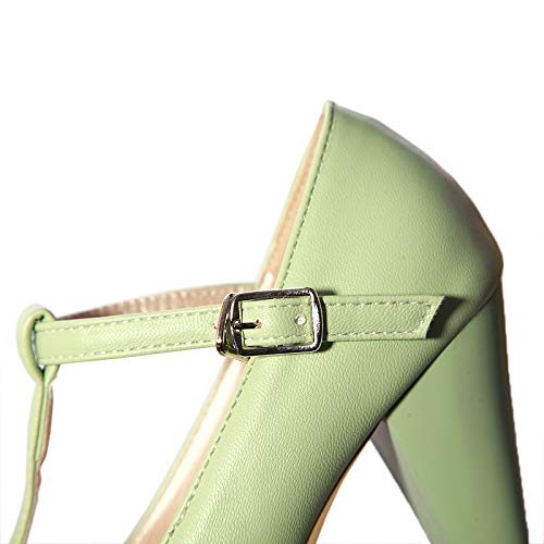 Image of Elbslutt Women's Cute Retro Rockabilly Shoes T Strap Mary Janes Heels Chunky Cosplay Shoes Sweet Block Heeled Bow Pumps