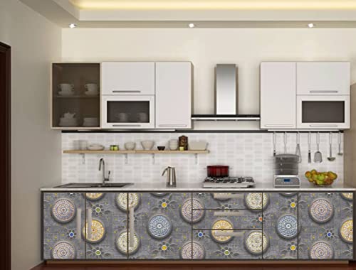 Image of CABANA HOMES Wall Stickers Botanical DIY Rangoli Wallpaper for Living Room (45 x 125 cm, 2 Rolls) (12 sq. ft) Decorative Self Adhesive Decals Home Decor Bedroom Drawing Room, Grey