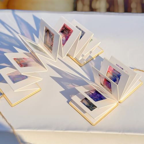 4 Kits de Mini Álbumes de Fotos en Acordión, Blanco, Cuadrado, de Papel, con Cubierta Rígida, Autoadhesivo, Plegable, para Regalos de Aniversario, Boda, Cumpleaños y Manualidades miniatura 7