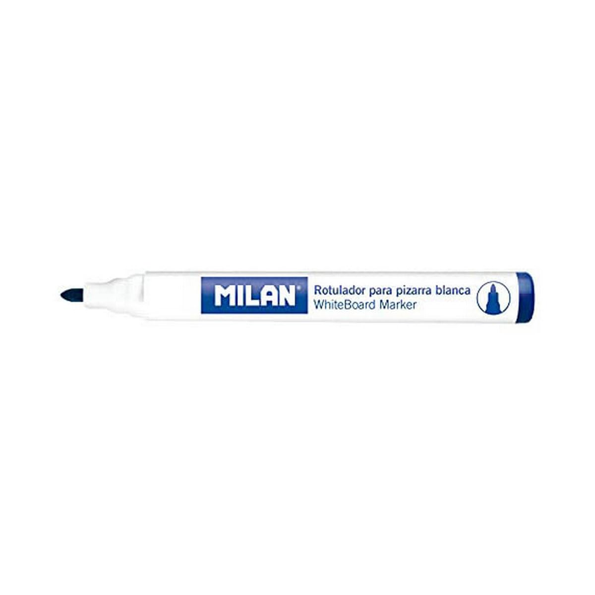 BOX 12 MARKERS FOR WHITE BOARD MARKERS ROUND TIP BLUE MILAN