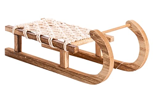 Decpero Holzschlitten I 40 cm I Natur-Creme I Dekoschlitten