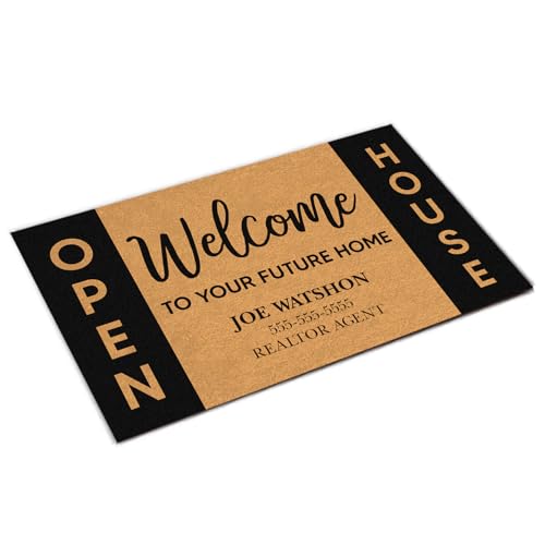 Personalized Open House Welcome Doormat for Realtors, Real Estate Agent