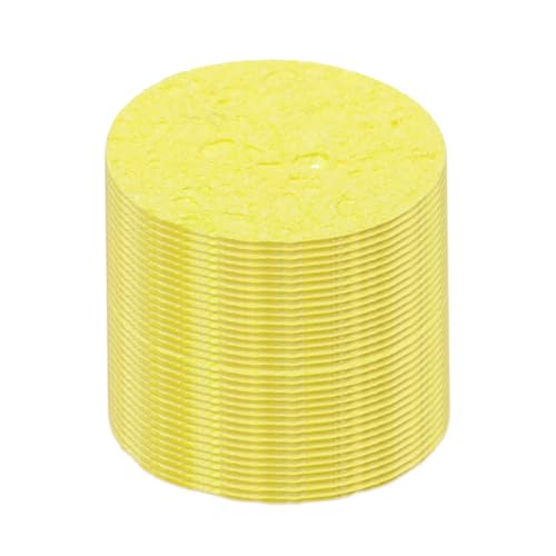 Image of MECCANIXITY 15PCS Soldering Sponge 50mm Round Yellow Cleaning Pad Welding Tip Iron Replacement for Cleaning Soldering Iron 1mm Natural Thickness 6mm Water Absorption Thickness