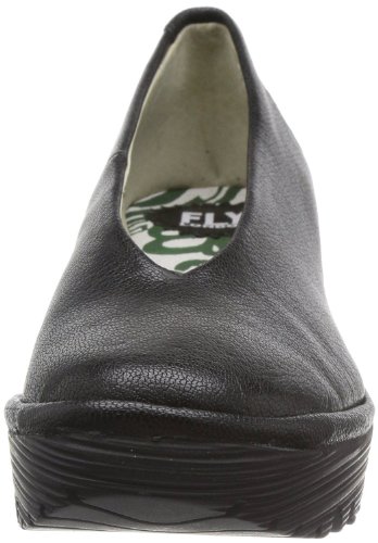 Fly London Yaz Black Leather New Womens Wedge Shoes Boots #TOP2