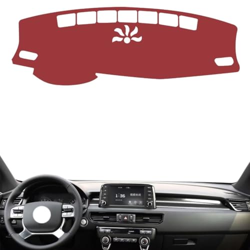Leather Dash Board Cover mat Compatible with KIA KX7，Anti-Slip,Sun Protection Dashboard Cover-red