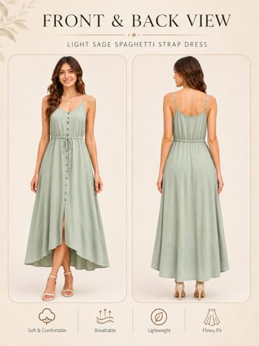 Image of BROVAVE Women's 2026 Summer Casual Boho Sundress Spaghetti Strap Midi Dress