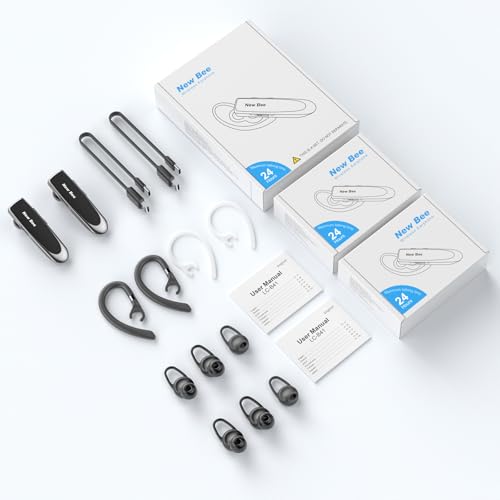 [2 Pack] Bluetooth Earpiece Wireless Handsfree Headset V5.0 24 Hrs Driving with Mic 60 Days Standby Bluetooth Headset for iPhone Android Samsung Driver - Thumbnail 5