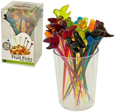 Colorful Bird Fruit Picks with Holder - Pack of 36