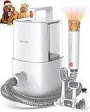 Simple Way Dog Grooming Vacuum Kit for Shedding: Pet Hair Remover with Quiet Suction Cleaners and Large Capacity Dustbin for Long-Haired Dogs and Cats Home Brush and Groomer with 6 Attachments(Ivory)