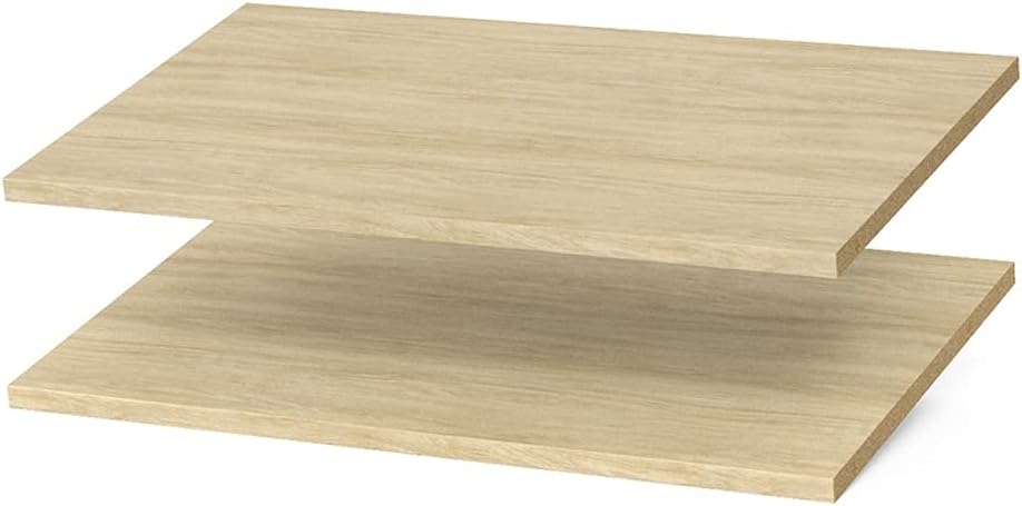 Easy Track 24 Inch Wide Wood Organizer Closet Shelf Accessory Compatible with Easy Track Closet Systems for Additional Storage, Honey Blonde, (2 Pack)