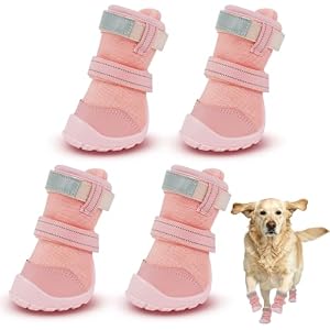IECOii Dog Shoes for Hot Pavement Paw Protection for Large Dogs(Pink,#9) | Comfortable Mesh Breathable Booties with Adjustable Double Straps Non-Slip for Medium and Large Dogs for Walking Ru