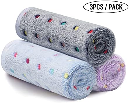 luciphia 1 Pack 3 Dog Blanket Made by Super Soft and Fluffy Premium Fleece Flannel Throw Ideal for Dogs Cats Puppies Pack of 3 Pcs (Dot, Small 23 * 16")
