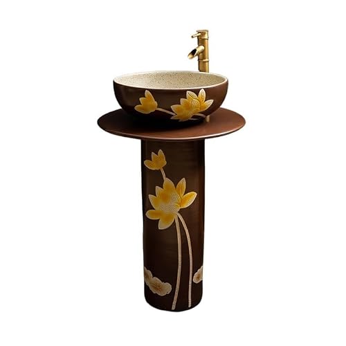 Bathroom Sink Ceramic Pedestal Sink Wash Basin Balcony Pedestal Basin Vertical Basin Sink Bathroom Vanity