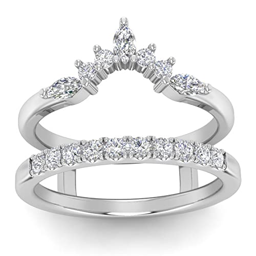 Grownmine 0.51 Cttw White Round Cut Moissanite & Simulated Diamond In 925 Sterling Silver Enhancer Guard Ring For Women (Moissanite-4) #TOP18