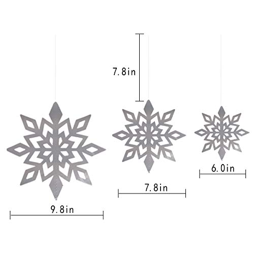 Martine Mall 12Pcs Christmas Winter Hanging Snowflakes Christmas Paper Snowflakes Ornaments Hanging Snowflakes Pendant Decoration For Xmas Tree New Year Party Winter Wonderland Decor Silver #TOP2