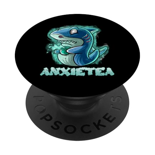 Anxietea Amateur de thé anxieux introverti Nerd Shark Geek PopSockets PopGrip Adhésif