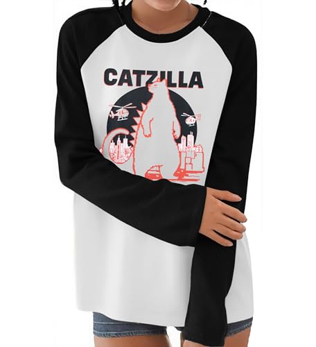 Image of JINTING Cat Shirts for Women - Loose Fit Lightweight Long Sleeve Graphic Autumn Outfits Printed Blouse Casual Tops