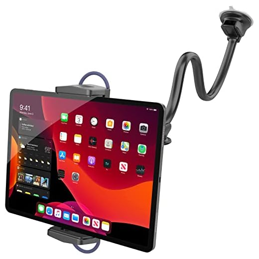 APPS2Car Long Arm Tablet Mount for Car Truck SUV MPV RV, Suction Cup Windshield Holder Compatible with 4.5-12.9 Inch iPad Pro Air Mini Tablets Samsung Galaxy Z Fold 3 2 1 W22 W21 W20 Phone Switch GPS