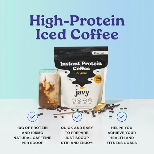 Javy Instant Coffee Protein Coffee - Premium Whey Protein & Instant Coffee - 100% Arabica Coffee - Zero Artificial Flavors & Sweeteners, 24 Servings