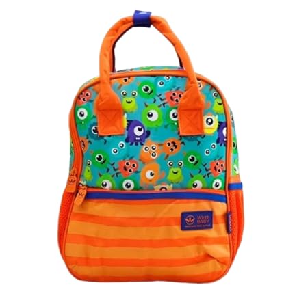 Mochila de Costas Bolsa Infantil Baby Masculina Monstrinhos (Laranja)