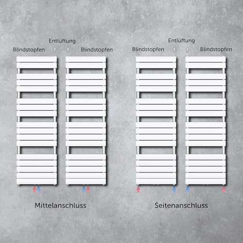 doporro Badheizkörper Heizkörper Bad Design Badheizung Flachheizkörper 160x50cm Weiß Paneelheizkörper Einlagig Horizontal 2in1 Mittelanschluss oder Seitenanschluss FH