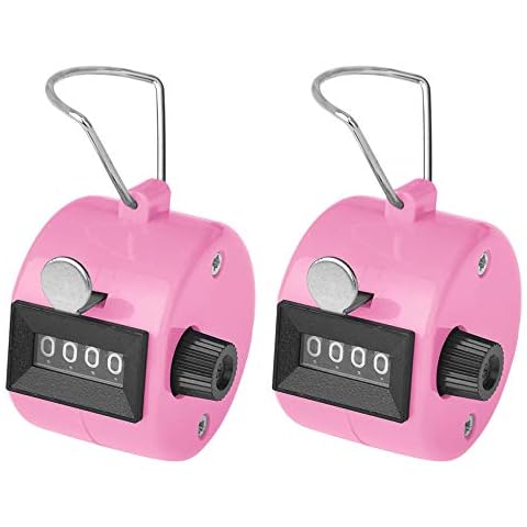 TopTie 2 PCS ABS Tally Counters, 4-Digit Counter Clicker for Sport Stadium Coach and Other Event-Pink Cover