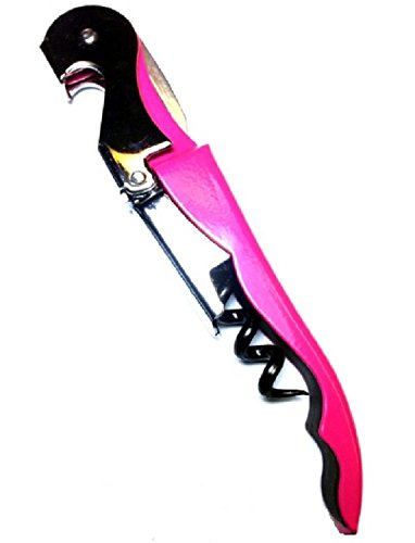 Pink Corkscrew Doubled Hinged Waiters Wine Key Bottle Opener With Foil Cutter #TOP6