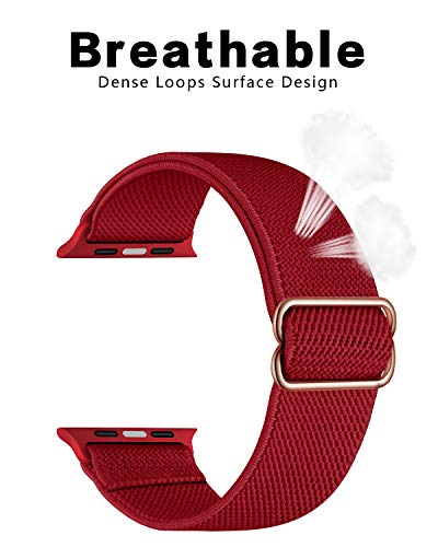 Image of AMANECER Stretchy Nylon Band Compatible with Apple Watch Series 11 /10 /9 /8 /7 /6 /5 /4 SE 3 /2 /1, Adjustable Braided Elastic Sport Loop Rugged Straps for iWatch Women Men (Viva Magenta Red, 38 /40 /41 /42MM)