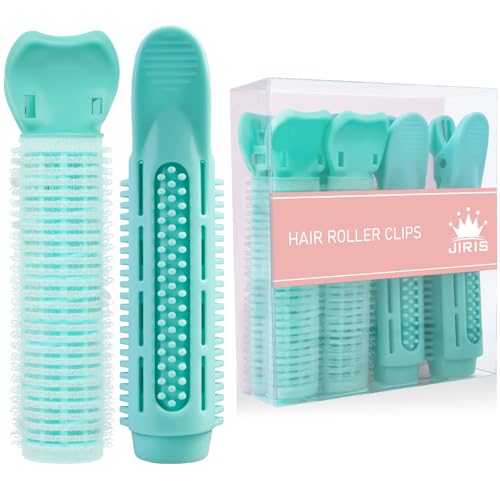 JIRIS 4PCS Volumizing Hair Clips for Root Lift & Volume - Instant Bangs Roller Clips for Effortless Curls & Lift - Velcro Rollers For Hair - Hair Rollers For Women - Cyan