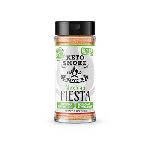 Keto Smoke Mexican Fiesta – All Purpose Zesty Seasoning, 3.9 Oz Bottle | Diet Friendly, Sugar-Free, Gluten-Free, Low Sodium, Non-Gmo